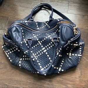 Deux Lux Navy Woven Weekender Bag